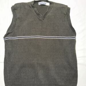 Sweater Vest Men's L Golf Striped Reclaim V Neck Green Blue Acrylic Fleece